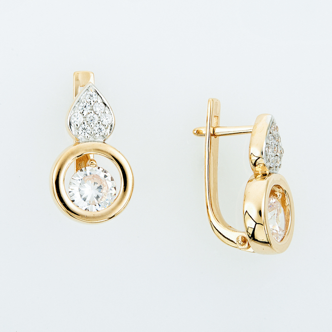 Серьги из золота 585 пробы c фианитами