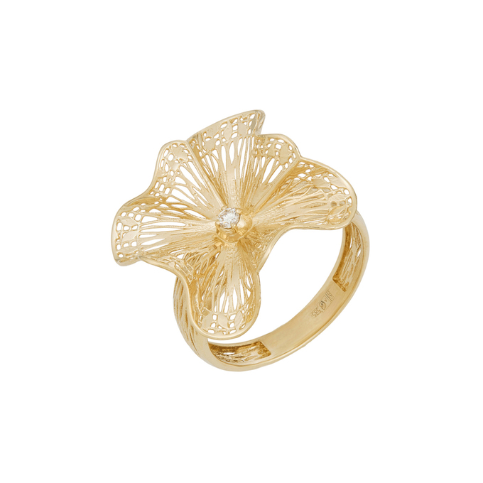 Кольцо из золота 585 пробы c бриллиантом