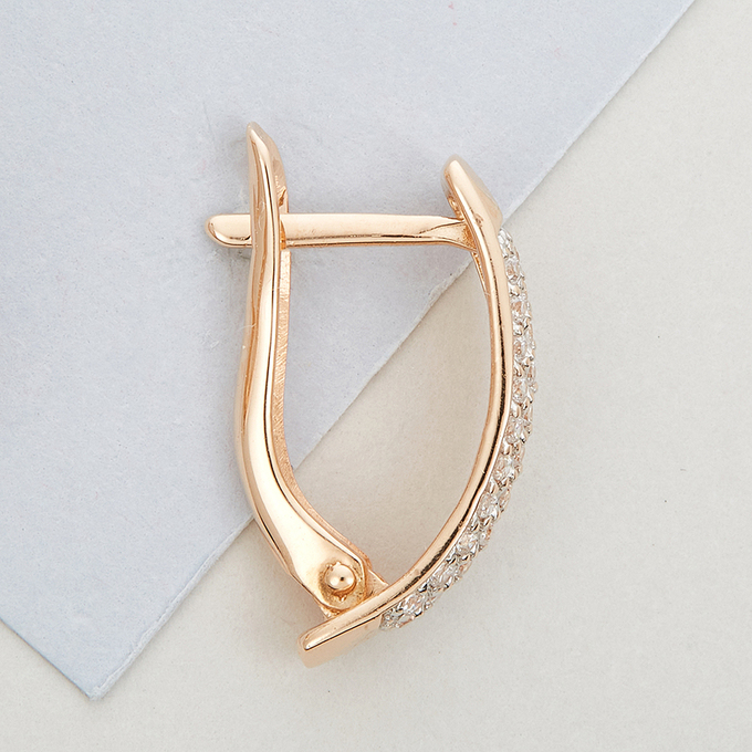 Серьги из красного золота 585 пробы c фианитами