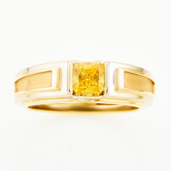 Кольцо из комбинированного золота 585 пробы c 1 бриллиантом, Л25078911 за 92000