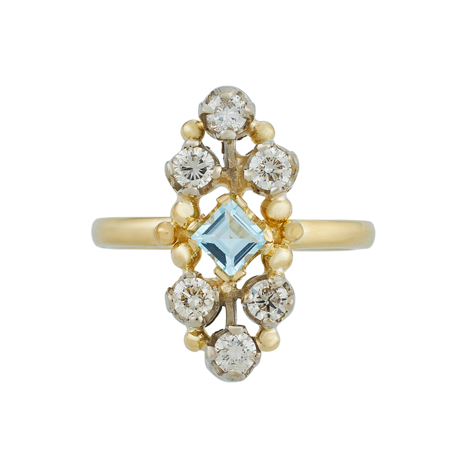 Кольцо из золота 750 пробы c топазом и бриллиантами