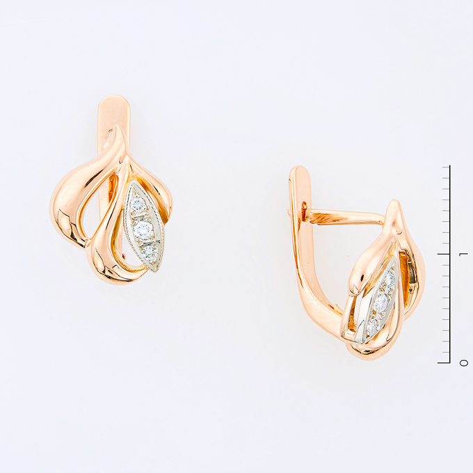 Серьги из золота 585 пробы c 6 бриллиантами