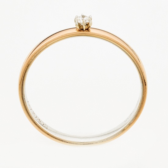 Кольцо из комбинированного золота 585 пробы c 2 бриллиантами, Л61020117 за 5805