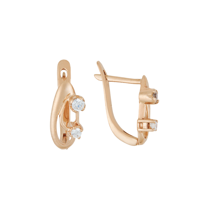 Серьги из золота 585 пробы c 4 фианитами, Л 7601 3525 за 30257