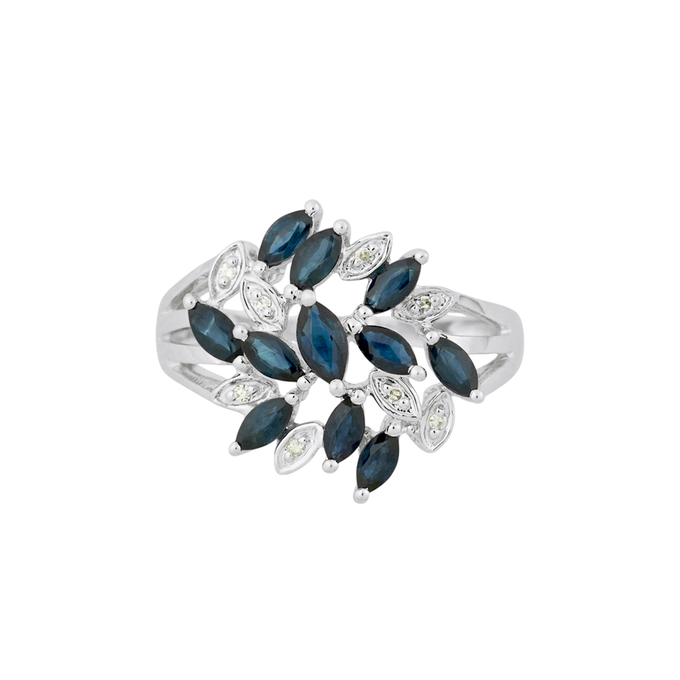 Кольцо из золота 585 пробы c сапфирами и бриллиантами