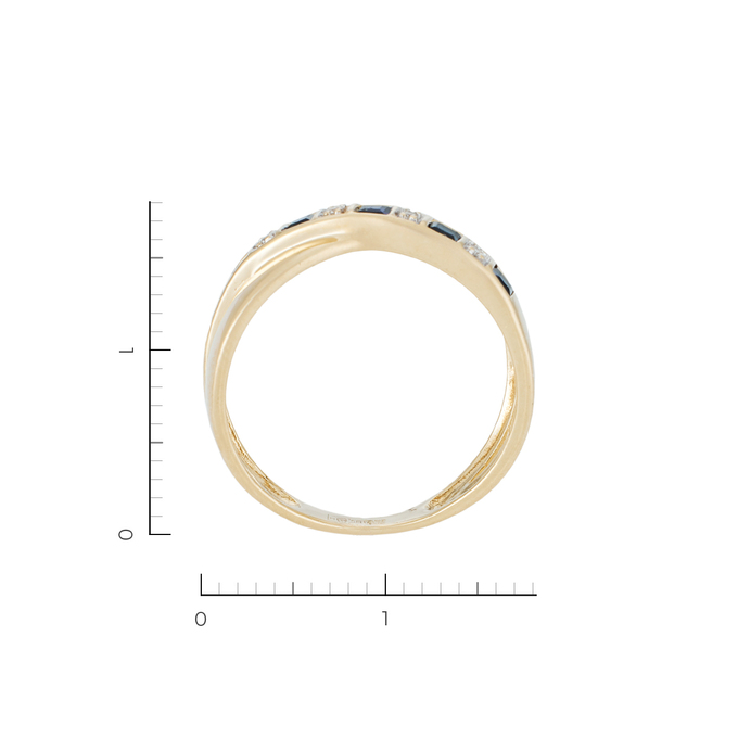 Кольцо из золота 585 пробы c 4 бриллиантами и 5 сапфирами, Л 0514 5095 за 26000