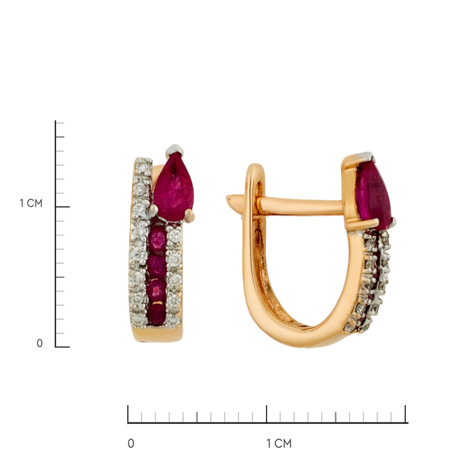 Серьги из золота 585 пробы с рубинами и бриллиантами, Л 7503 0275 за 47500