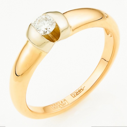 Кольцо из комбинированного золота 585 пробы c 1 бриллиантом Л75011187 фото 1