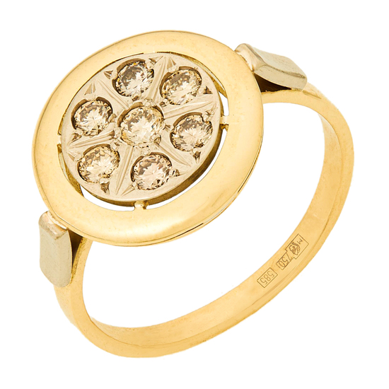 Кольцо из комбинированного золота 750 пробы c 7 бриллиантами, Л33089152 за 67600