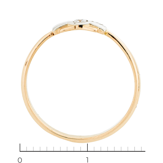 Кольцо из комбинированного золота 583 пробы c 1 бриллиантом, Л52071718 за 7140