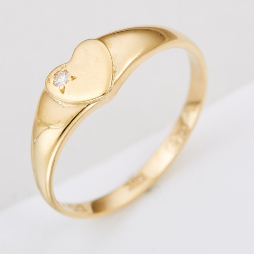 Кольцо из желтого золота 750 пробы c 1 упр. огр. бриллиантом 117826 фото 1