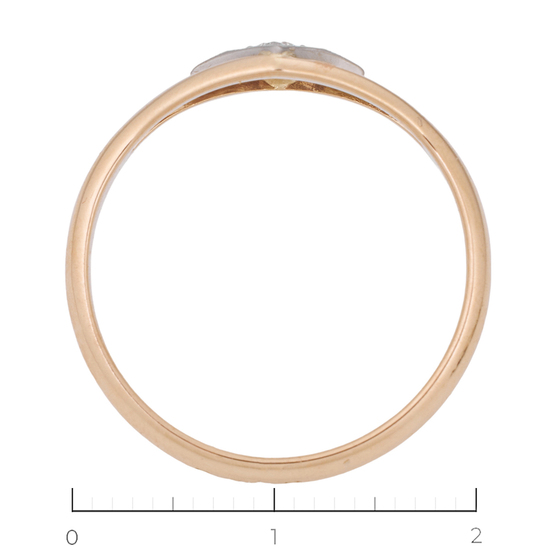 Кольцо из комбинированного золота 585 пробы c 1 бриллиантом, Л33090288 за 23600