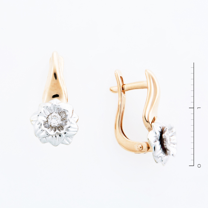 Серьги из золота 585 пробы c 2 бриллиантами