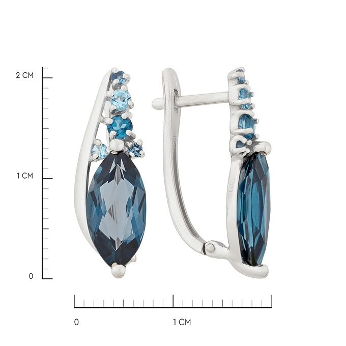 Серьги из золота 585 пробы c топазами Лондон и топазами, Ц О007 2588 за 41200