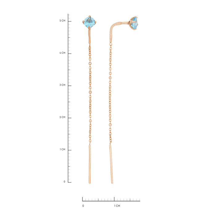 Серьги из золота 585 пробы c топазами, Л 7601 2322 за 6400