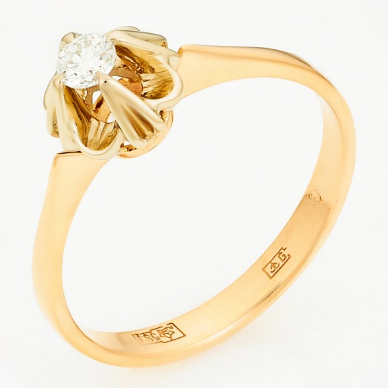 Кольцо из комбинированного золота 583 пробы c 1 бриллиантом, Л41049598 за 17160