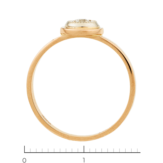 Кольцо из комбинированного золота 585 пробы c 1 фианитом, Л54051109 за 9600