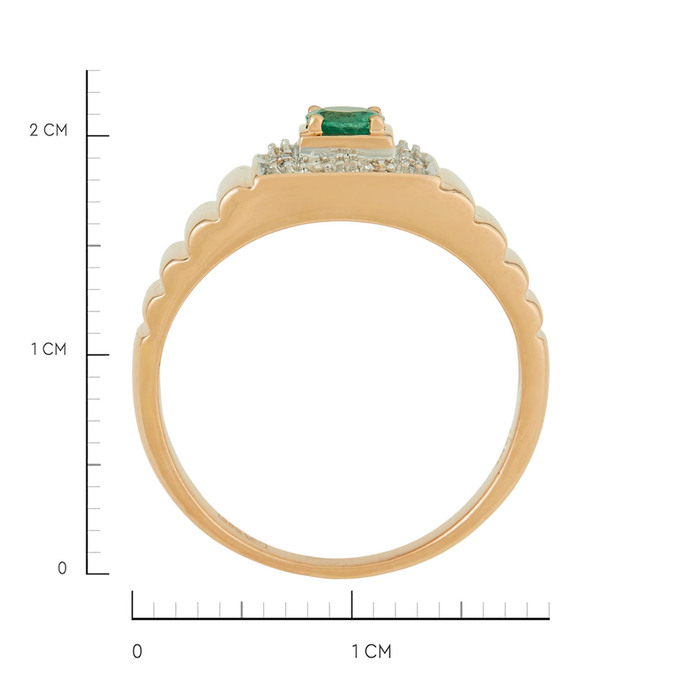 Кольцо из золота 585 пробы c изумрудом и бриллиантами, Л 6602 8077 за 71200