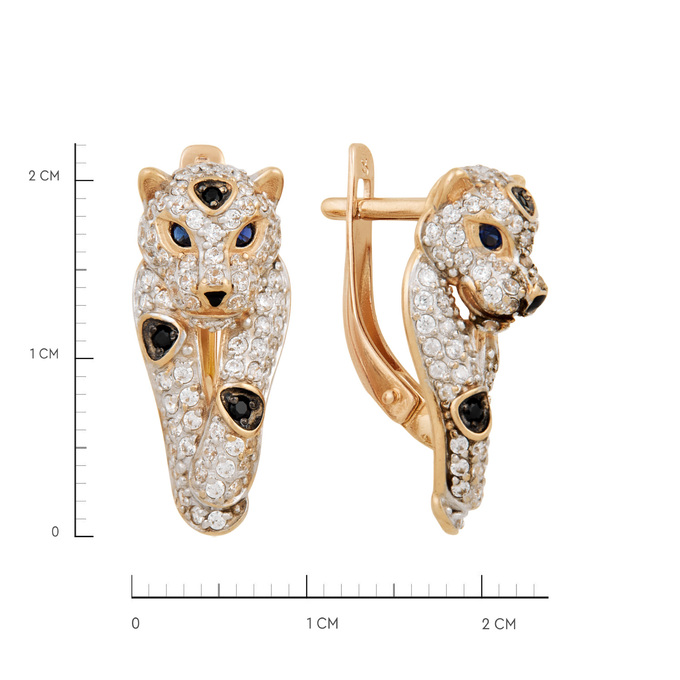 Серьги из золота 585 пробы c фианитами, синтетическими камнями и эмалью, Ц О007 2710 за 46000