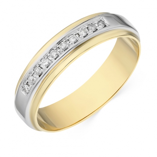 Кольцо обручальное из комбинированного золота 500 пробы c 10 бриллиантами 022050 фото 1