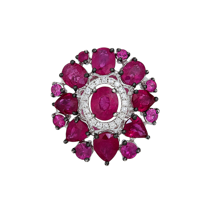 Кольцо из золота 585 пробы c рубинами и бриллиантами, Л 5104 1162 за 107120