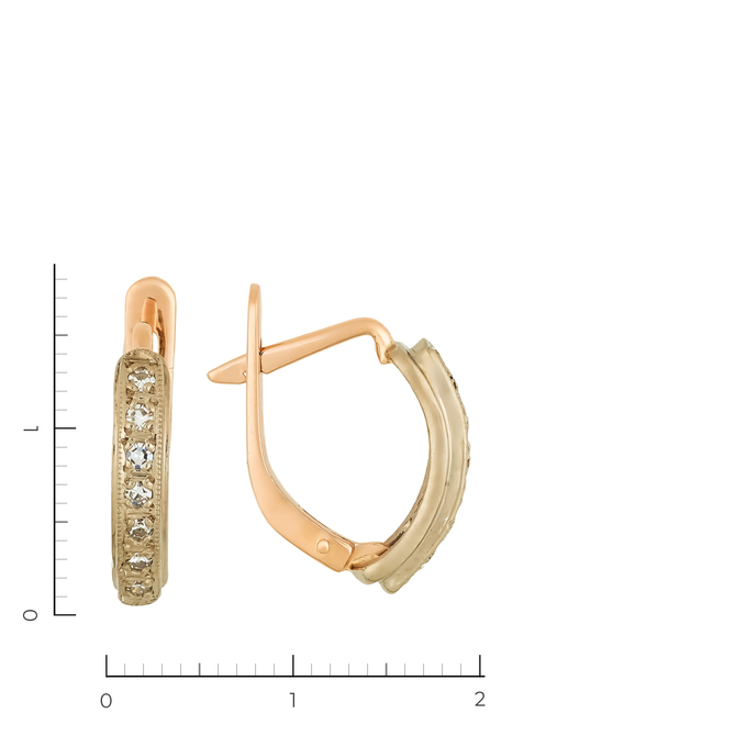 Серьги из золота 585 пробы c 14 бриллиантами, Л 3705 9692 за 26250