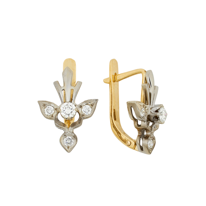 Серьги из золота 750 пробы c 8 бриллиантами