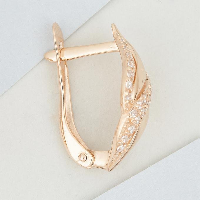 Серьги из красного золота 375 пробы c фианитами