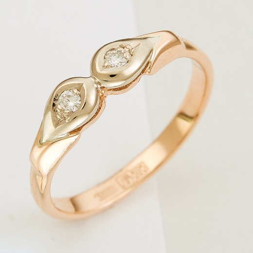 Кольцо из комбинированного золота 585 пробы c 2 бриллиантами Л58021886 фото 1