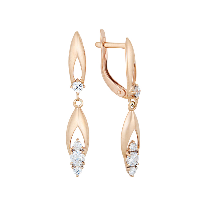 Серьги из золота 585 пробы c фианитами, Л 6002 3804 за 23440