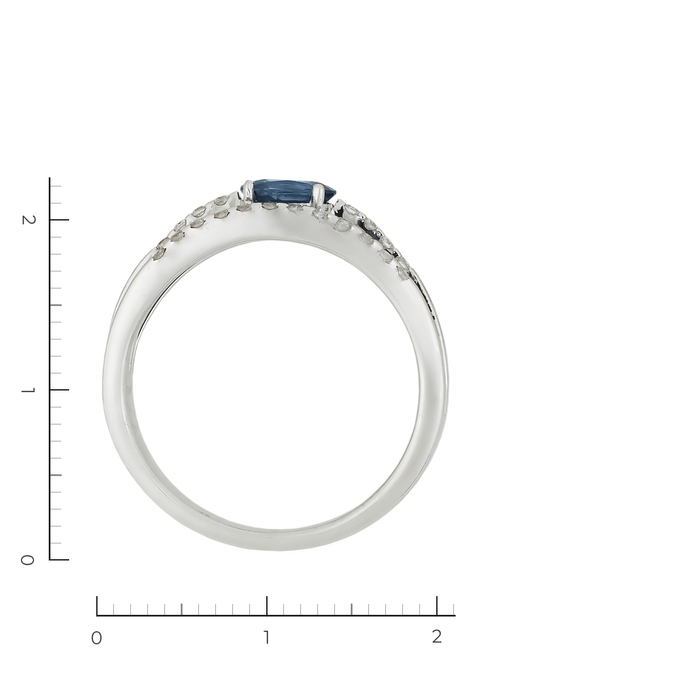 Кольцо из белого золота 585 пробы c 32 бриллиантами и 1 сапфиром, Л 3013 5889 за 30000
