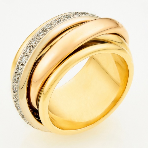 Кольцо из комбинированного золота 750 пробы c 37 бриллиантами Л11146786 фото 1