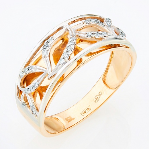 Кольцо из комбинированного золота 585 пробы c 29 бриллиантами Л52060677 фото 1