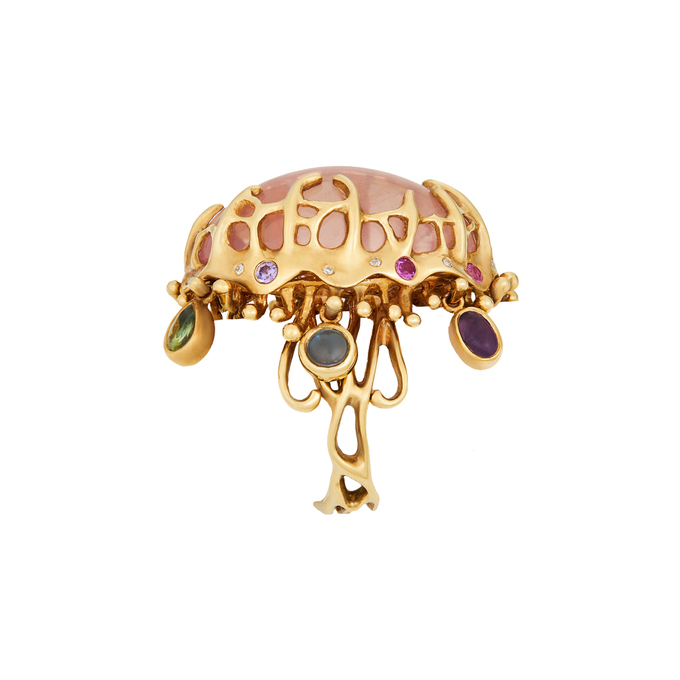 Кольцо из золота 750 пробы c кварцем, гранатом, топазами, аметистами, сапфирами и бриллиантами, Л 2811 8913 за 282000