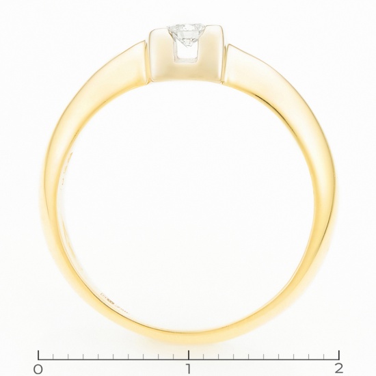 Кольцо из комбинированного золота 750 пробы c 1 бриллиантом, Л47083583 за 36000