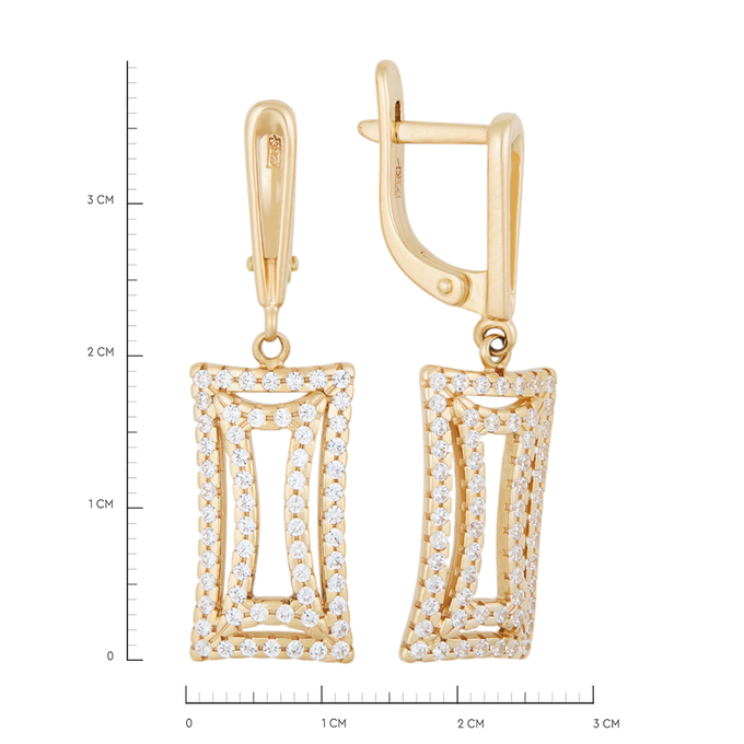 Серьги из золота 750 пробы c фианитами