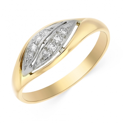 Кольцо из комбинированного золота 585 пробы c 8 бриллиантами 065287 фото 1