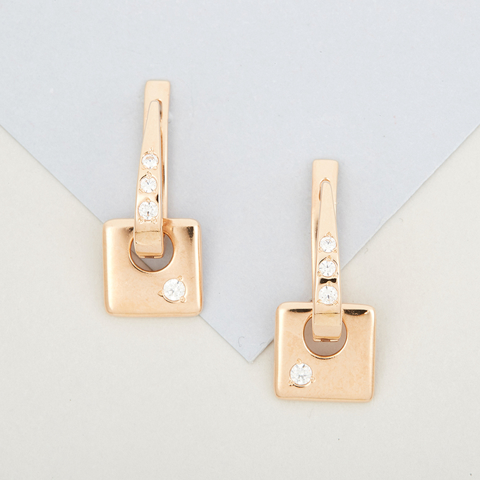 Серьги из красного золота 585 пробы c фианитами