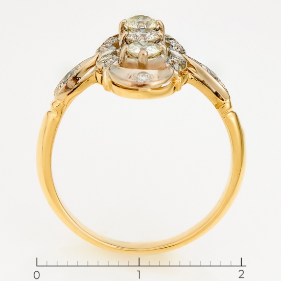 Кольцо из комбинированного золота 750 пробы c 11 бриллиантами, Л62008245 за 83500