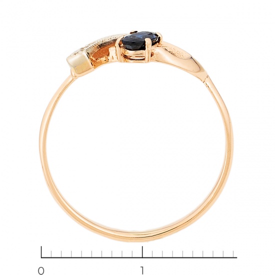 Кольцо из комбинированного золота 585 пробы c 3 бриллиантами и 1 сапфиром, Л20102004 за 10450