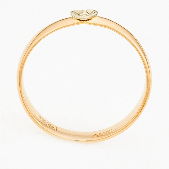 Кольцо из комбинированного золота 585 пробы c 1 бриллиантом, Л48065327 за 8100