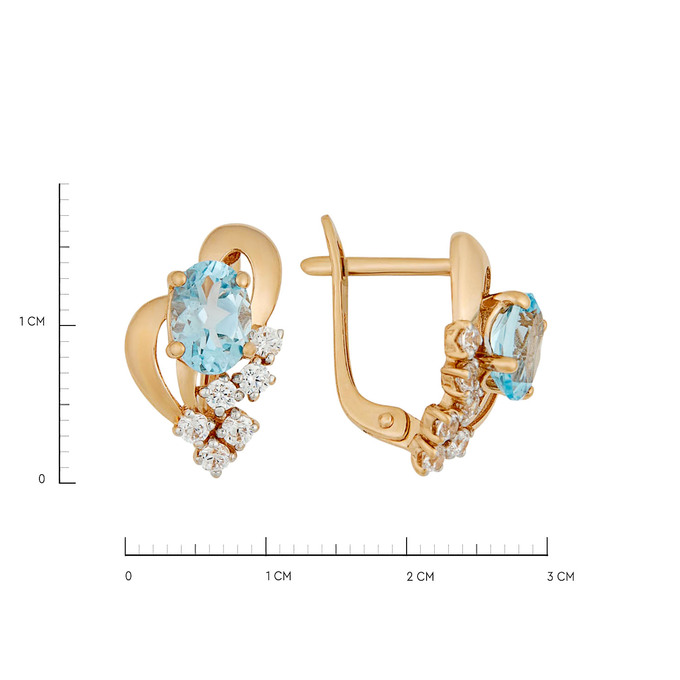 Серьги из золота 585 пробы с топазами и фианитами, Ц О007 3879 за 33400