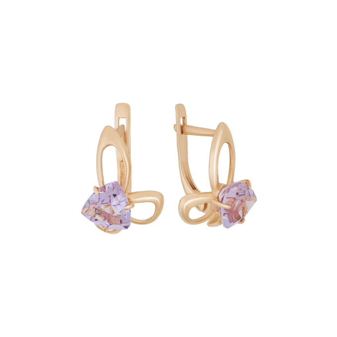 Серьги из золота 585 пробы c аметистами, Л 2412 6390 за 24320