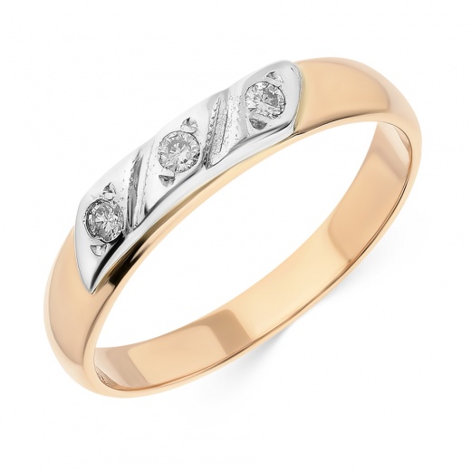 Кольцо из комбинированного золота 585 пробы c 3 бриллиантами Л45040109 фото 1