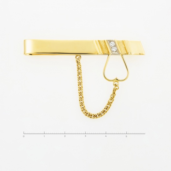 Заколка для галстука из комбинированного золота 750 пробы c 2 бриллиантами