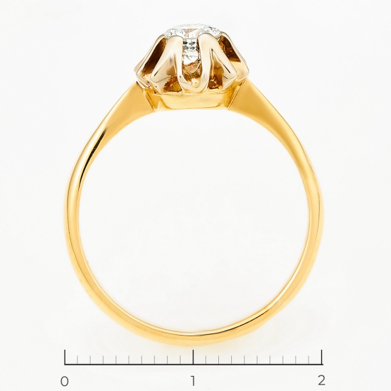 Кольцо из комбинированного золота 750 пробы c 1 бриллиантом, ЦО0059324 за 42750