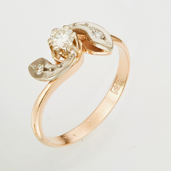 Кольцо из комбинированного золота 585 пробы c 3 бриллиантами, Л35049231 за 27560