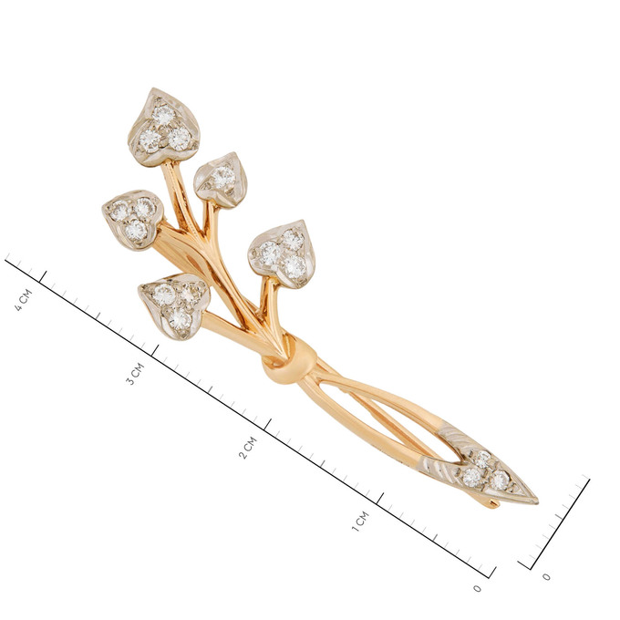 Брошь из золота 585 пробы c бриллиантами, Л 2812 2737 за 57500