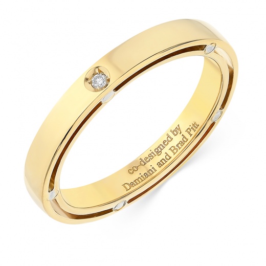 Кольцо обручальное из желтого золота 750 пробы c 1 бриллиантом
