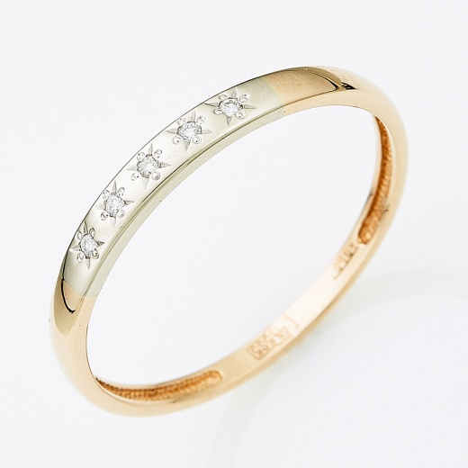 Кольцо из комбинированного золота 585 пробы c 5 бриллиантами Л16129147 фото 1